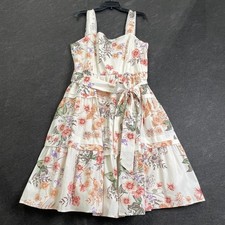 ANNE KLEIN Floral Print Tiered A-Line Midi Dress Women's Size XL