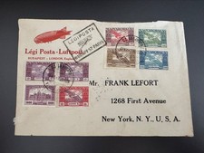 1925 Budapest Hungary Paris Flight Cancel Cover to NY