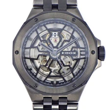 Edox Delfin Original Meccano Skeleton Dial Automatic Watch Black/Gray PVD Used