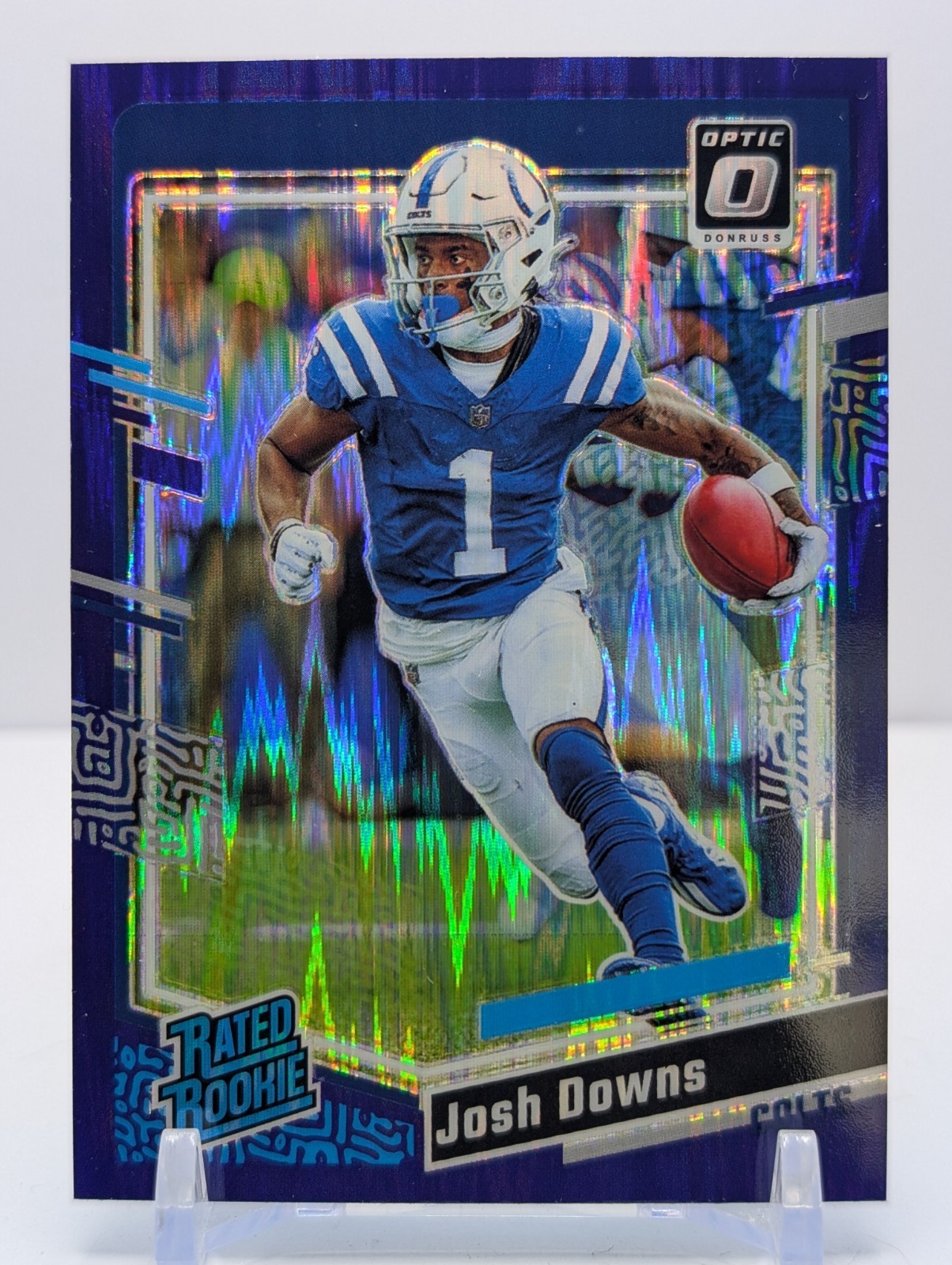 2023 Panini Donruss Optic - Rated Rookie Josh Downs #248 Purple Shock Prizm (RC)