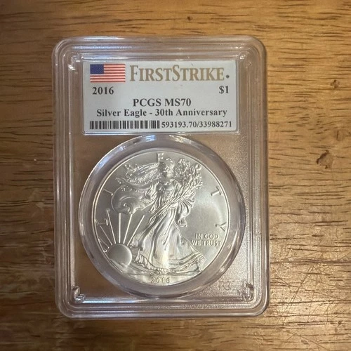 2016 30th Anniversary American Silver Eagle PCGS MS70 First Strike Flag Label