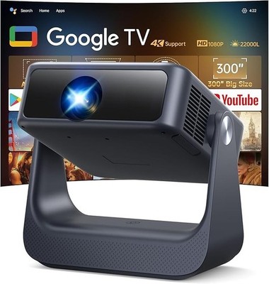 【Buit-in Google TV & Voice Control】4k Smart Projector with WiFi 6 and Bluetooth