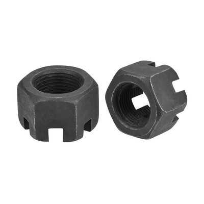 #ad #ad M20x1.5mm Hexagon Slotted Nut Grade 4.8 Carbon Steel Hex Nuts Black 2Pcs $12.65