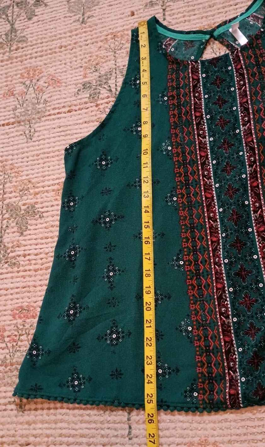 Xhilaration Boho Sleeveless Printed Top – Size XXL Versatile Layering Chic 