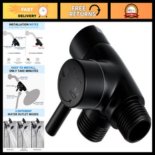 Solid Metal 3-Way Shower Diverter Valve - Matte Black, Easy Install, Anti-Leak,