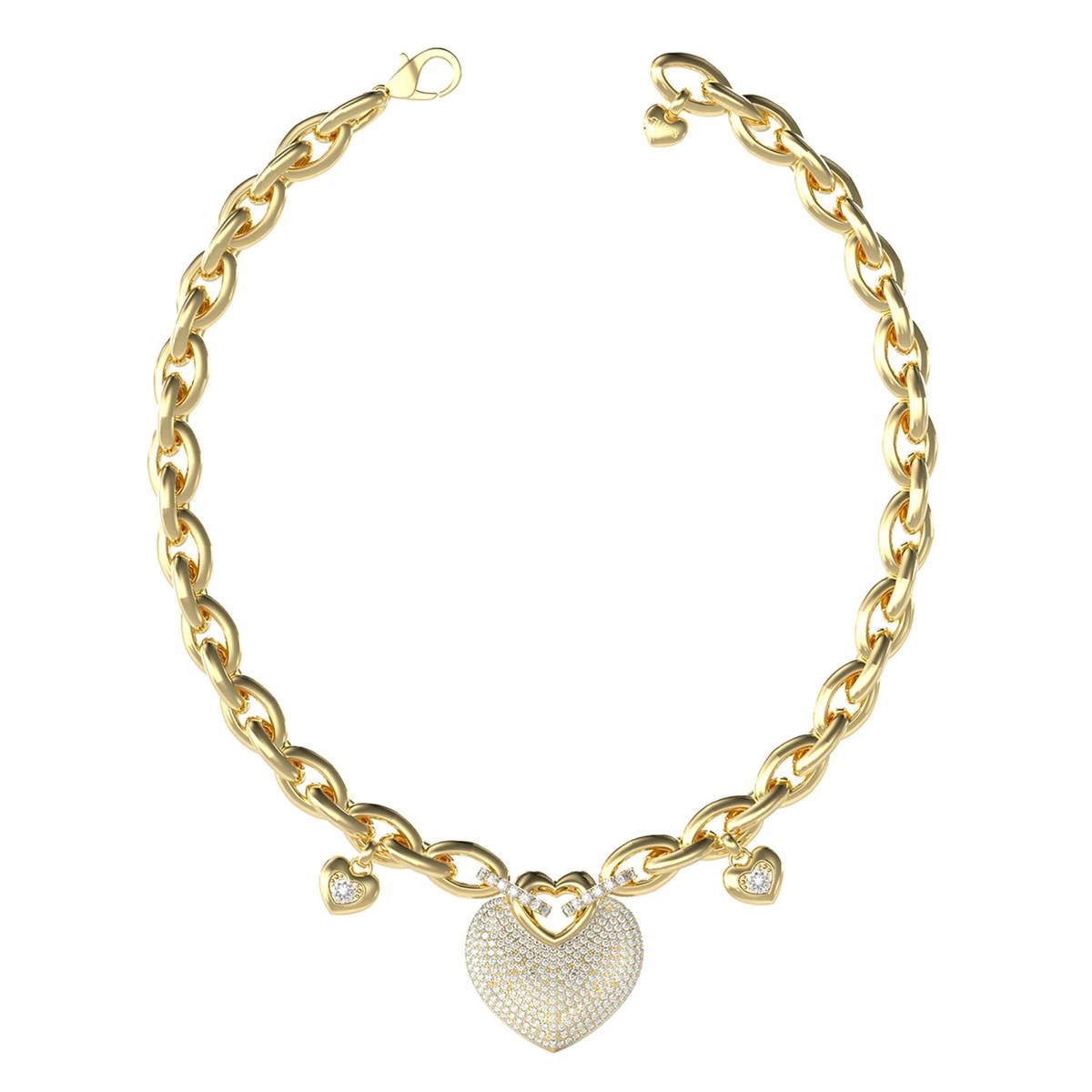 Collier Fantaisie Doré Avec Strass - Longueur 48 Cm - Style Guess - Occasion