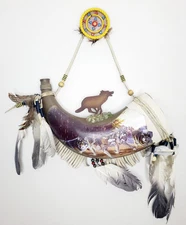 Sacred Guardians Mystic Warriors Native American Horn~Bradford Exchange ~ WOLVES