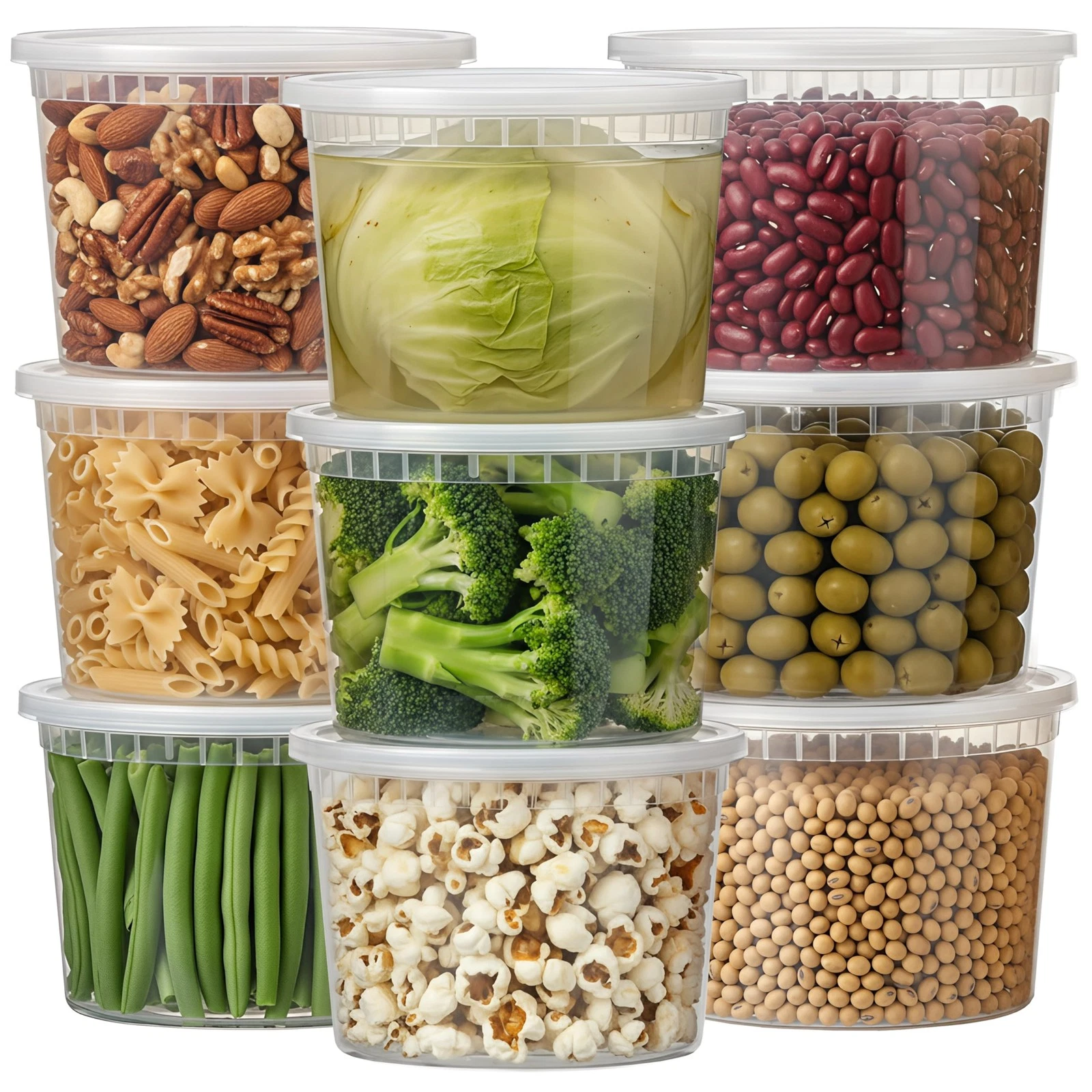 Plastic Deli Containers with Lids 64oz (Pack of 8) – Leak-Proof, BPA-Food Sto...