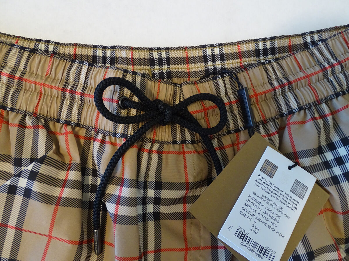 NEW Burberry Mens Guildes Burberry Check Drawcord Swim NEW Burberry Mens Guildes Burberry Check Drawcord Swim