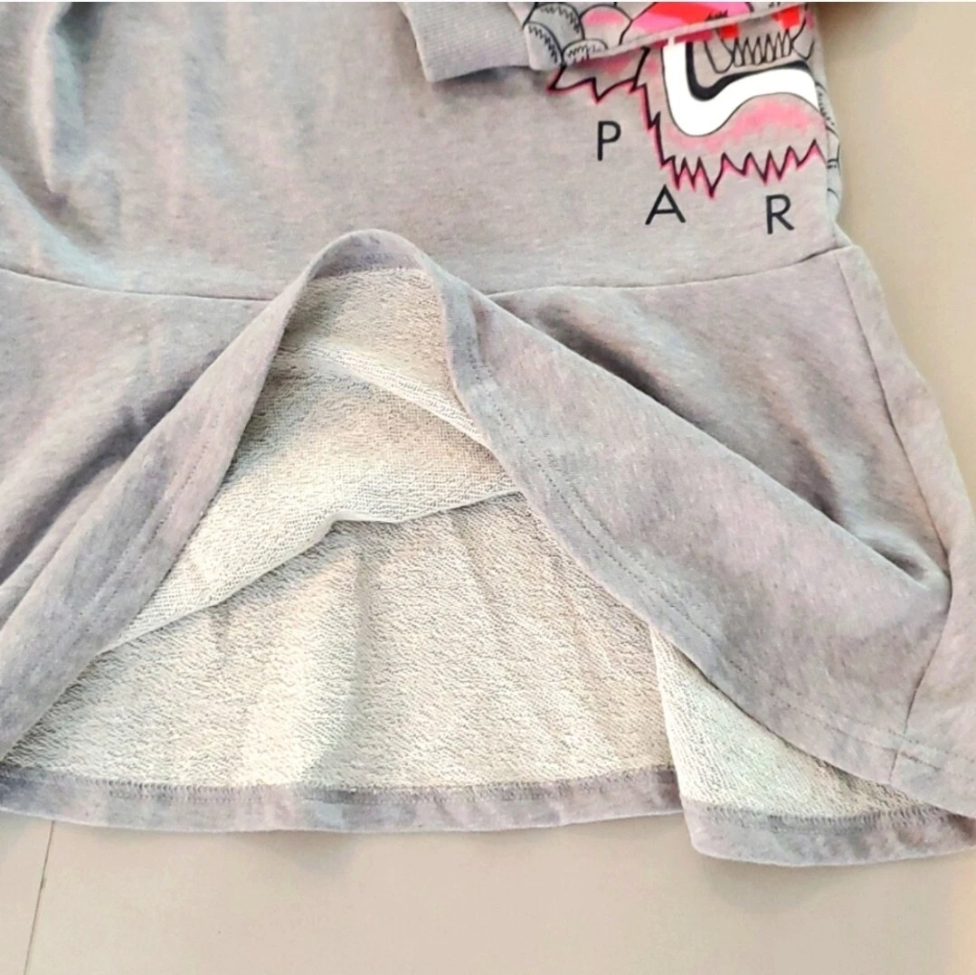 Kenzo Mini Abito Grigio per Bambini con Felpa e Cappuccio Taglia 10Y