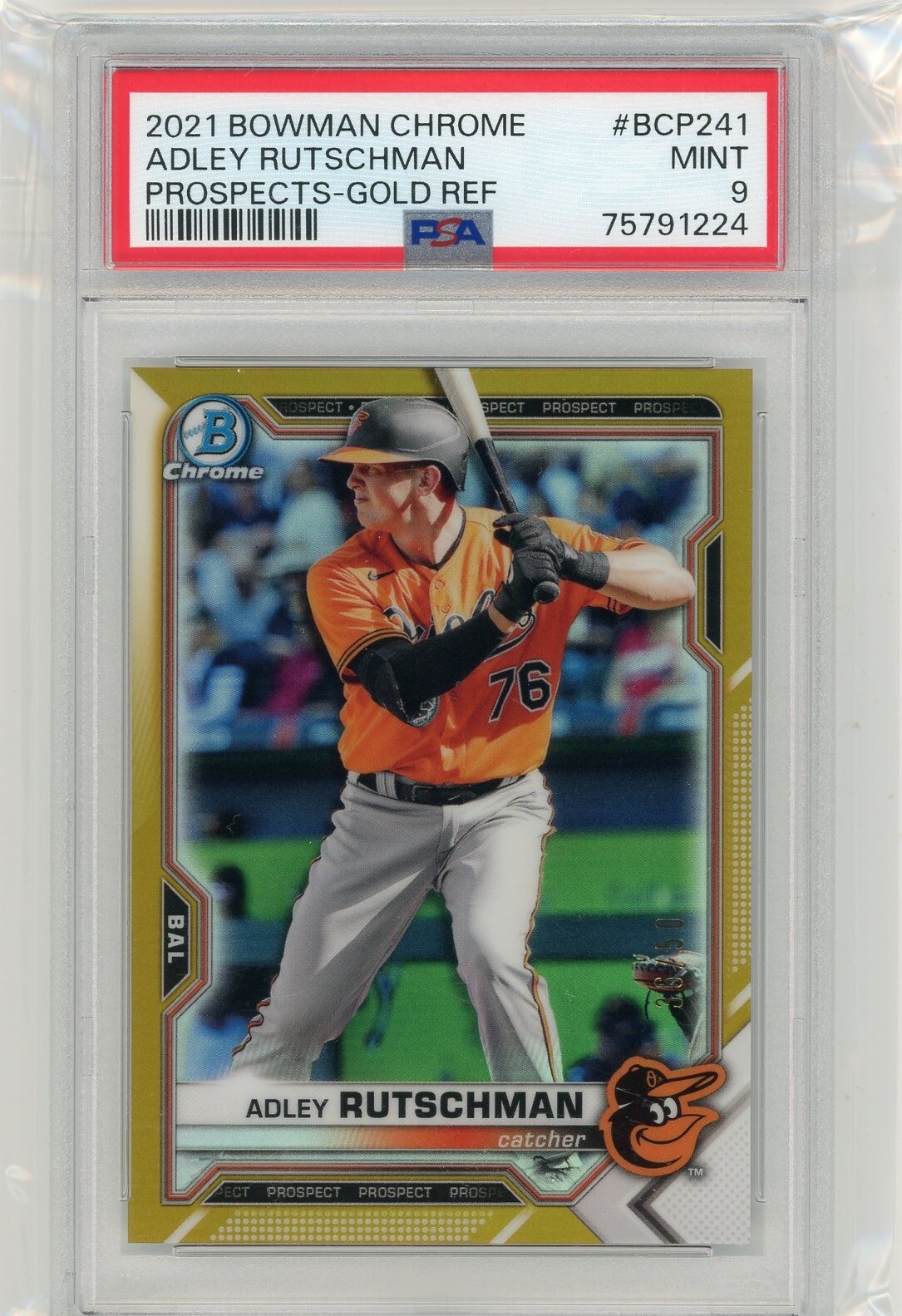 2021 Bowman Chrome Gold Refractor Prospect #BCP241  Adley Rutschman No 36 of 50
