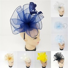 Womens Elegant Feather Fascinator Headband Clip Wedding Royal Ascot Race Prom UK