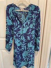 Banana Republic Long Sleeve V-Neck Floral Dress. Lavender Teal. 10 