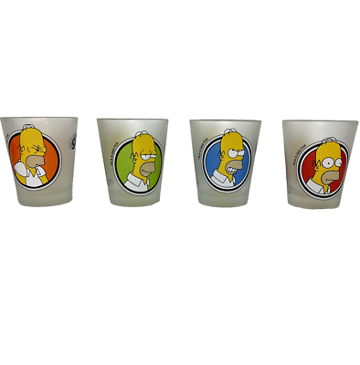 #ad Simpsons Homer Shot Glass Set of 4 Fox Official Barware 2000 Vintage HTF $22.99