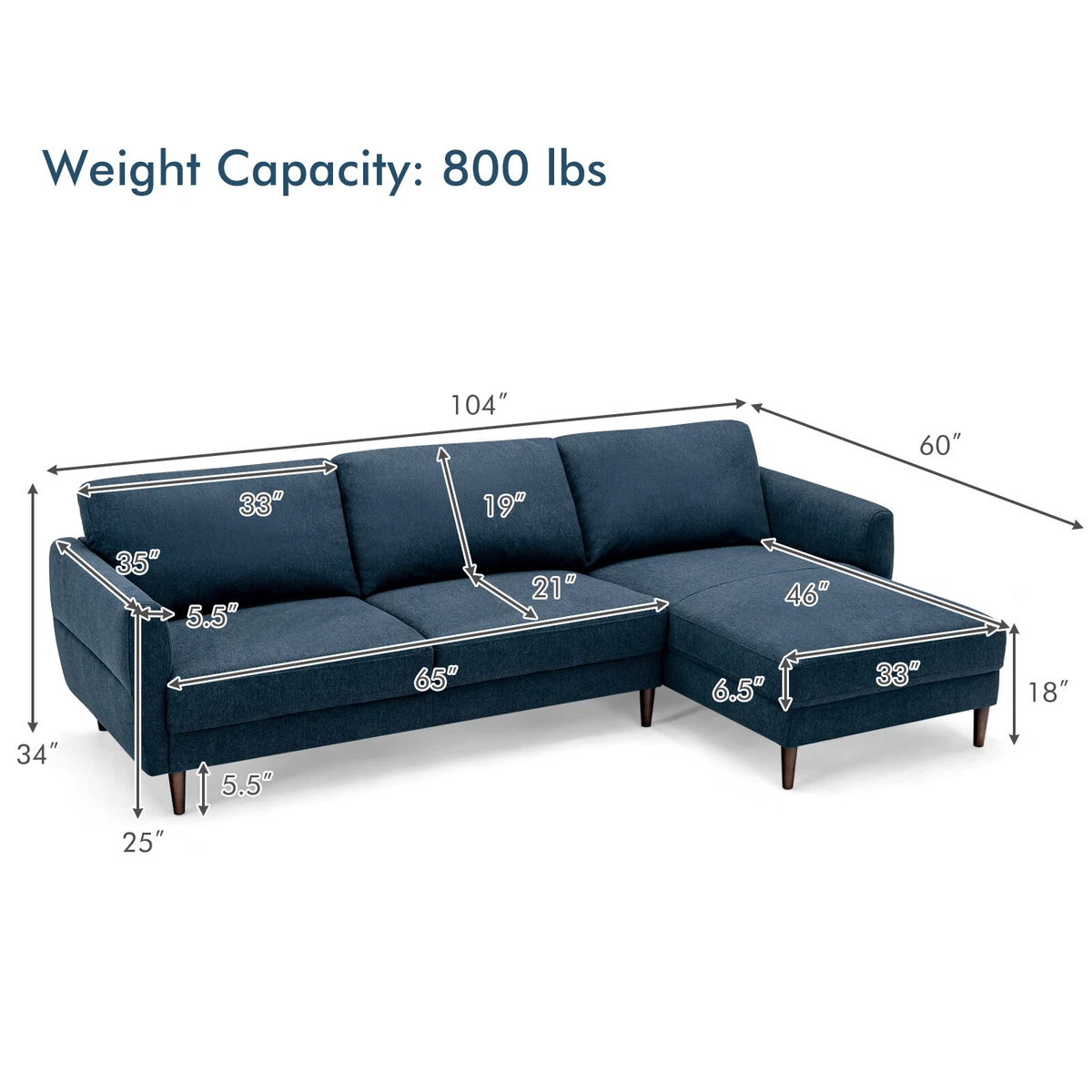 3 Seater L Shaped Sofa Dimensions | Baci Living Room