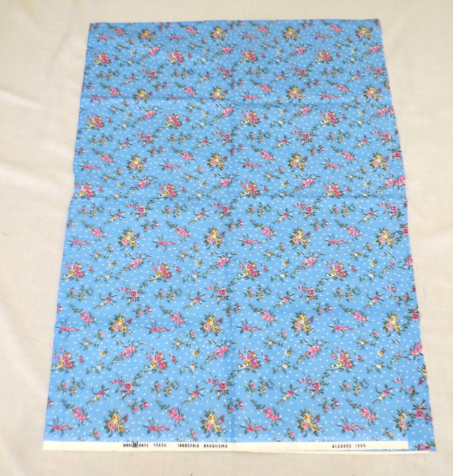 Industra Brasileira 100% Cotton Blue Floral Patch Fabric 40x54