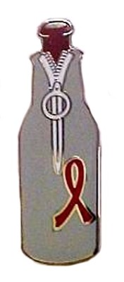 Red Awareness Ribbon Pin Beer Bottle Huggie Koozie Lapel Tac Fund Raising New
