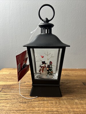 Lighted Frosty the Snowman lantern with glitter 9  X 3.5 