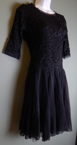STYLEWE BLACK GUIPURE LACE HALF SLEEVE A-LINE MIDI DRESS NEW WITH TAGS NWT SZ 2 - Bild 4 von 10