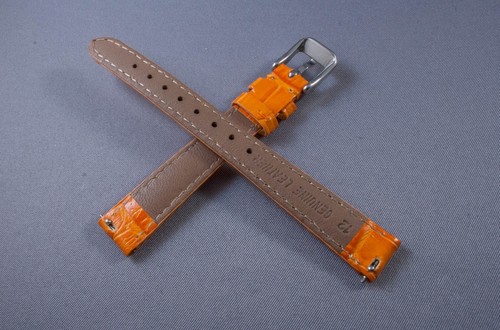 12mm Orange 100% Genuine Leather Watch Band,Strap,Interchangeable,Quick Release - Picture 6 of 6