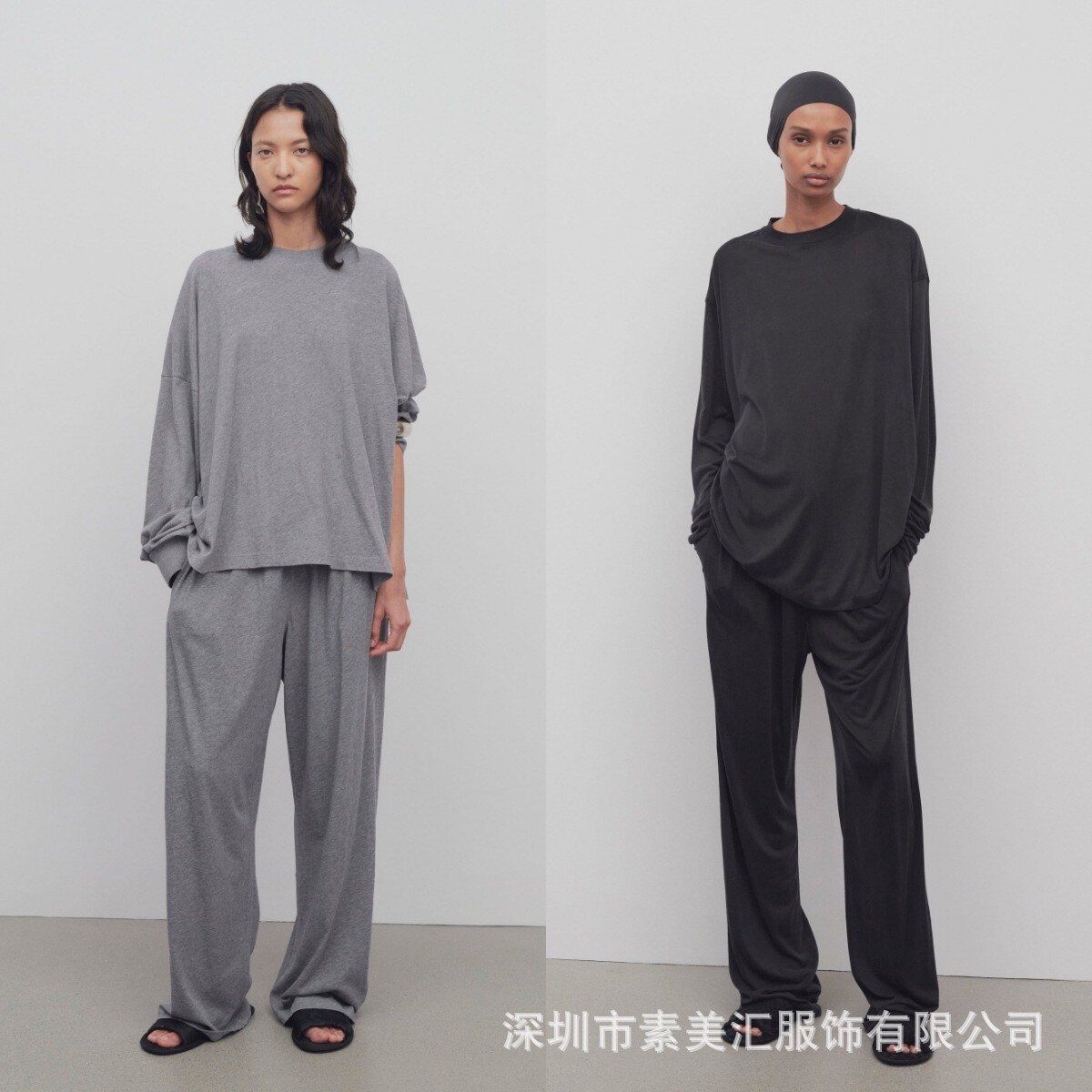 FILA THE ROW tuta donna primavera estate nuova maglietta maniche lunghe sciolta pantaloni gamba larga