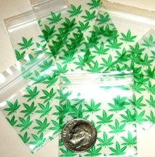 200 Apple baggies Green Leaf 1.5 x 1.5" Minizip bags 1515 reclosable