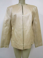 Dialogue Metallic Gold Leather Long Sleeve Jacket Size L - New