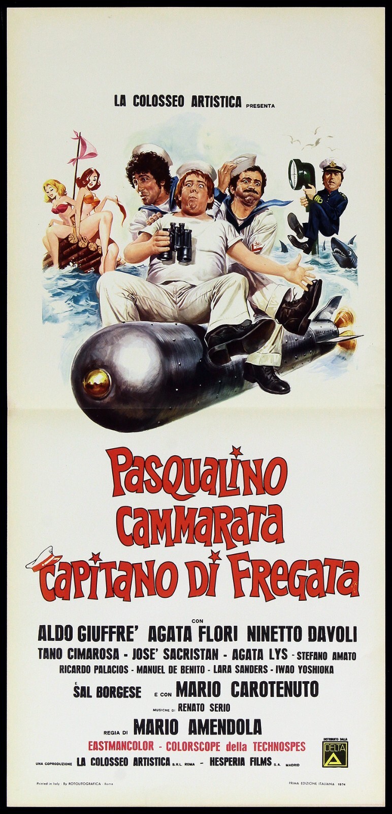 Locandina originale film Pasqualino Cammarata... capitano di fregata (1974) - Regia di Mario Amendola