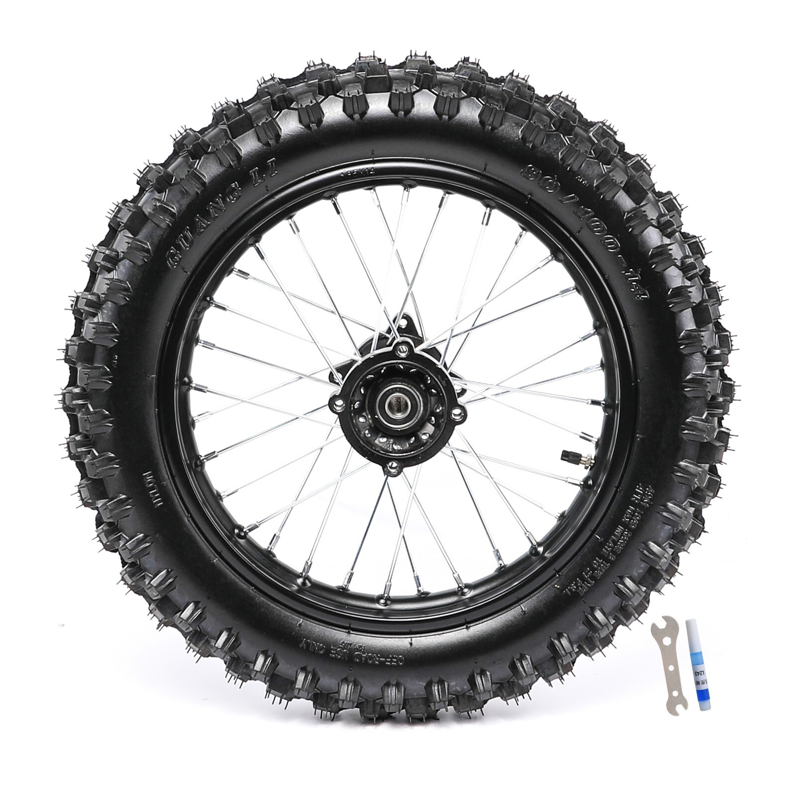 Kit Pneu + Chambre à Air 90/100-14 Pour Pit Bike, Dirt Bike, Tout-terrain - Caoutchouc Antidérapant