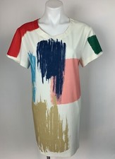 Lands' End Watercolor Brush Stroke Shift Stretch Dress 4 RARE HTF