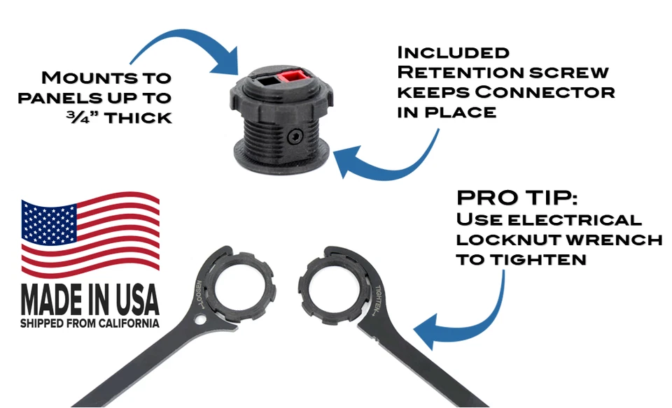 Adaptador de montaje en panel compuesto de carbono con tuerca trasera para Anderson Powerpole Foto 2 de 3