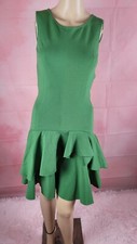  Halston Heritage Women's Green Ruffle Stretch Dress NWT 