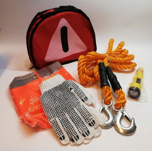 ALL RIDE Car Emergency Kit -Tow Rope -Hi Vis Jacket -Safety Kit **NEW** - Afbeelding 1 van 4