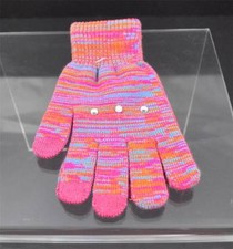 New Varigated Pink Blue Orange 3 Finger Texting Gloves Rhinestone Trim B13