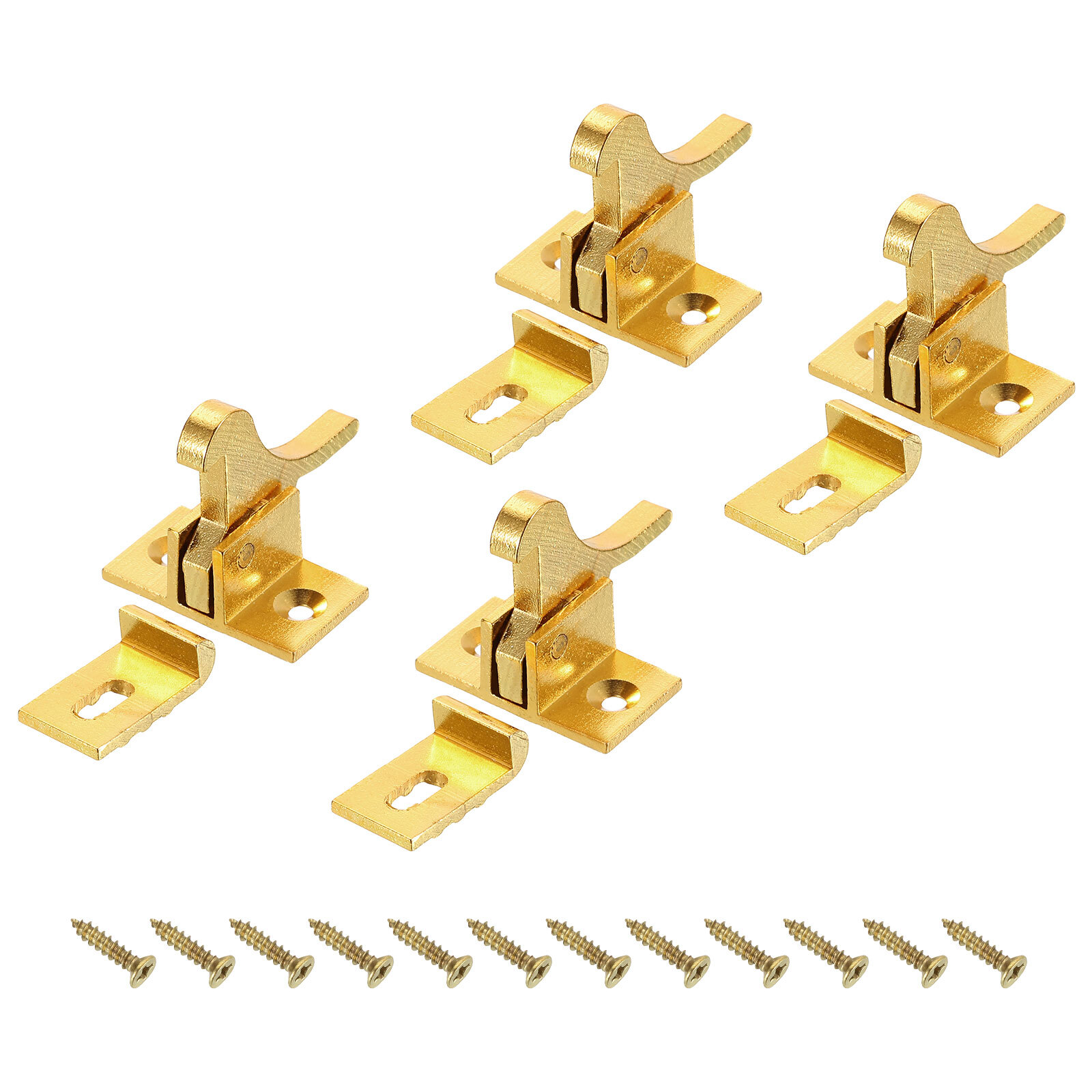 4 Pcs Cabinet Door Catch, Latch Lock Metal for Cupboard Kitchen Closet, Brass