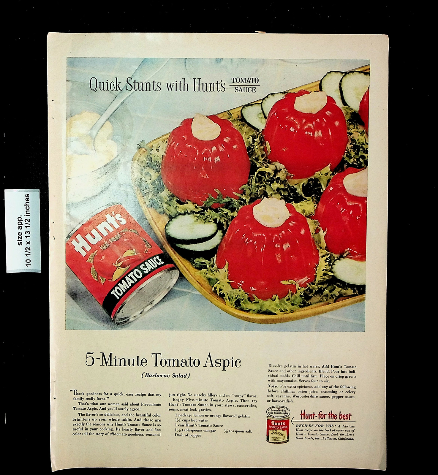 5-minute Tomato Aspic Bbq Salad Vintage Print Ad 28040