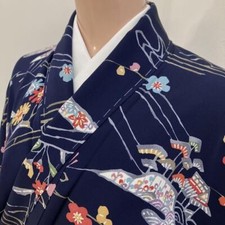 JAPANESE KIMONO FINE PATTERN 161.5 cm 5' 4" PURE SILK VINTAGE ANTIQUE I163