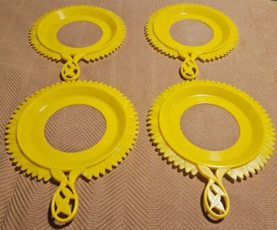 Vintage Plate Mate Paper Plate Holders 4 Yellow Paper Plate Holders
