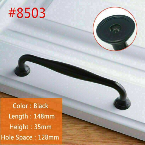 Zinc Kitchen Cabinet Handles Drawer Bar Handle Pull Knobs 96MM 128MM Matt Black - Picture 21 of 24