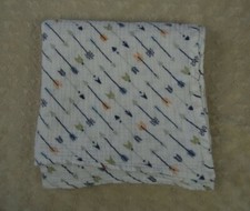 HB Hudson Baby Arrow Print Baby Swaddle Blanket Blue White Orange Green Muslin