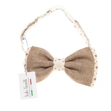 Italo Ferretti NWT Cotton Bow Tie Adjustable Size in Brown/Beige/White