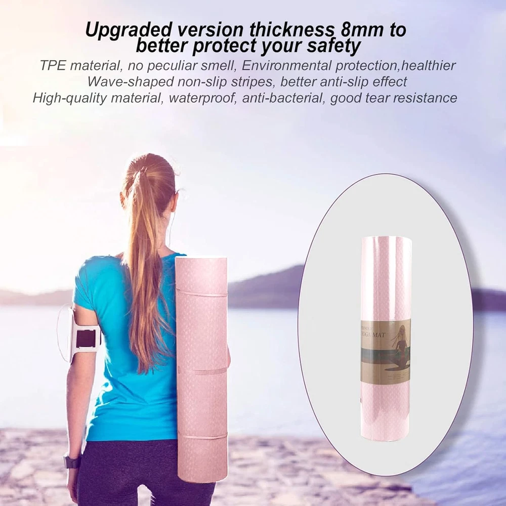 8mm Thick Non-Slip TPE Yoga Mat Eco-Friendly High-Density Exercise Mat