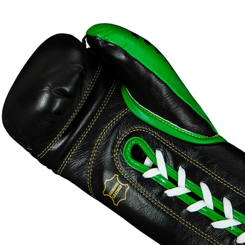 Title Boxhandschuhe WBC Pro Fight Leder Schnürhandschuhe - Schwarz/Grün - Bild 3 von 4