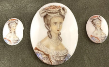 3-Piece Set White Glass French Lady Unset For Jewelry Making Crafts -HAS CHIPS