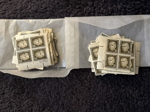 US Scott 1289 George Marshall 20 Cent Briefmarke 4 Block Platte Große ...