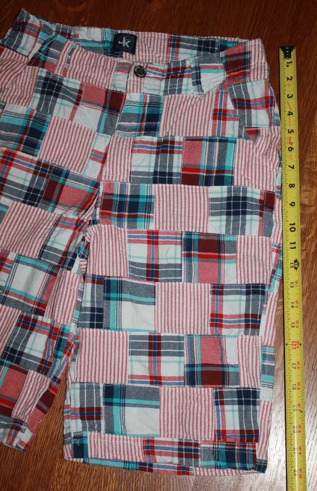 Bermudas Bermudas Hombre Pequeño Niño Grande Adolescente Rojo Blanco Azul Madras Frat Verano 20 Foto 3 de 4