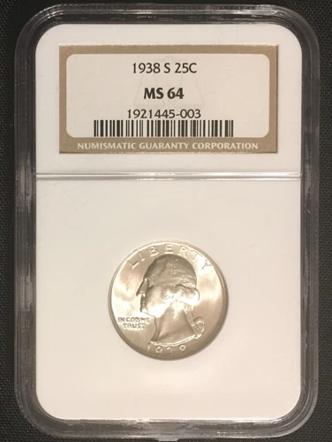 1938-S Washington Quarter : NGC MS64 Blazing White
