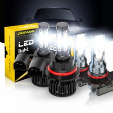 For 2002-2004 Dodge Ram 1500 2500 3500 6000K 9007 LED Headlight + 9006 Fog Bulbs