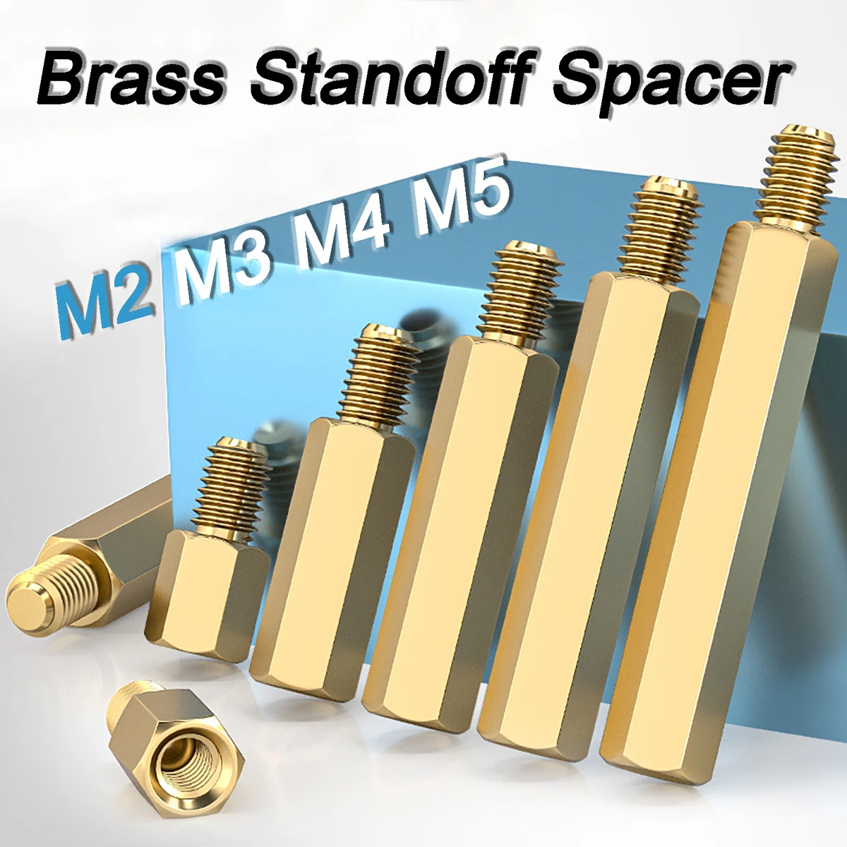 30mm Distanzbolzen Messing, Innengewinde M3 X 30mm X SW 5mm, 10 Stück