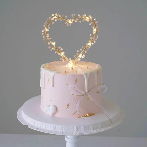 Valentine'S Day Tree Topper Love Heart Pearl Cake Toppers with LED Light for Val - Picture 9 of 12